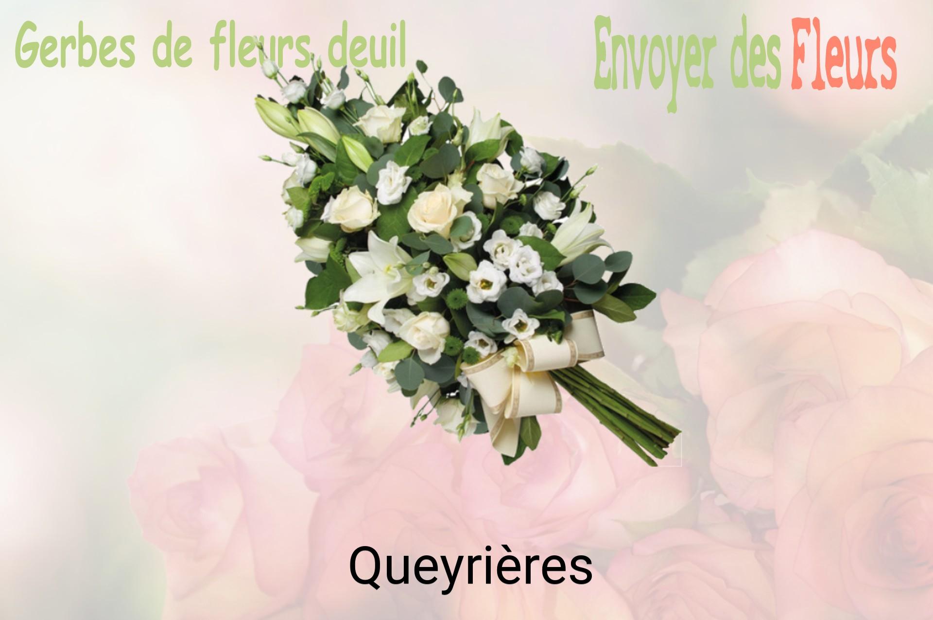 Gerbe de fleurs de deuil livrée à Queyrières